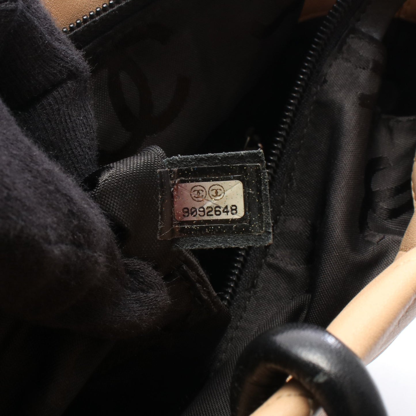 カンボンライン ミディアム ハンドバッグ トートバッグ レザー ベージュ ブラック シルバー金具 シャネル バッグ CHANEL