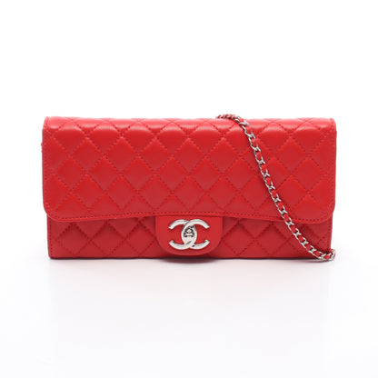 マトラッセ チェーンウォレット ラムスキン レッド ゴールド金具 シャネル バッグ CHANEL
