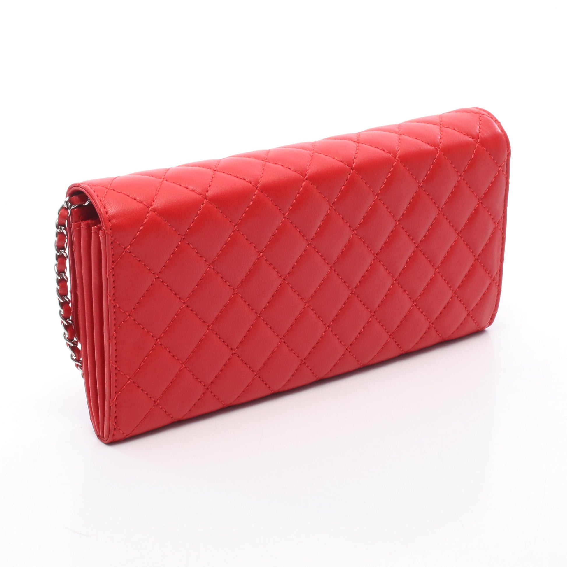 マトラッセ チェーンウォレット ラムスキン レッド ゴールド金具 シャネル バッグ CHANEL
