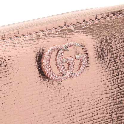 ダブルG バイカラー メタリック ラウンドファスナー長財布 レザー ピンクゴールド グッチ 財布・小物 GUCCI