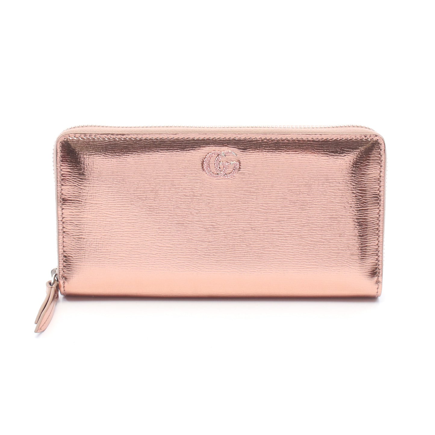 ダブルG バイカラー メタリック ラウンドファスナー長財布 レザー ピンクゴールド グッチ 財布・小物 GUCCI