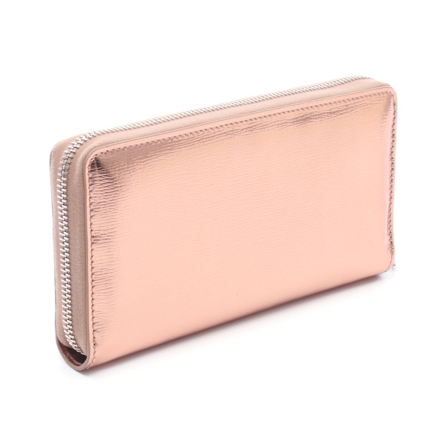 ダブルG バイカラー メタリック ラウンドファスナー長財布 レザー ピンクゴールド グッチ 財布・小物 GUCCI