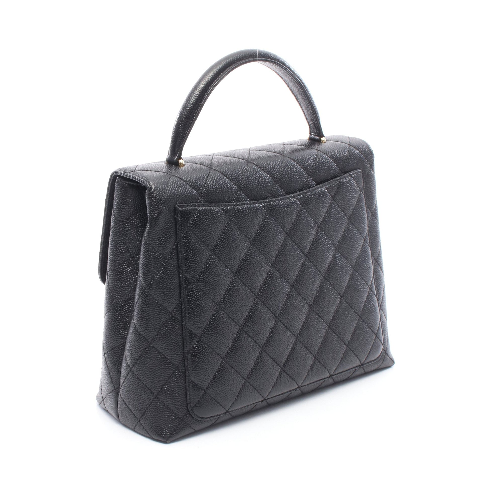 マトラッセ ハンドバッグ キャビアスキン ブラック ゴールド金具 シャネル バッグ CHANEL