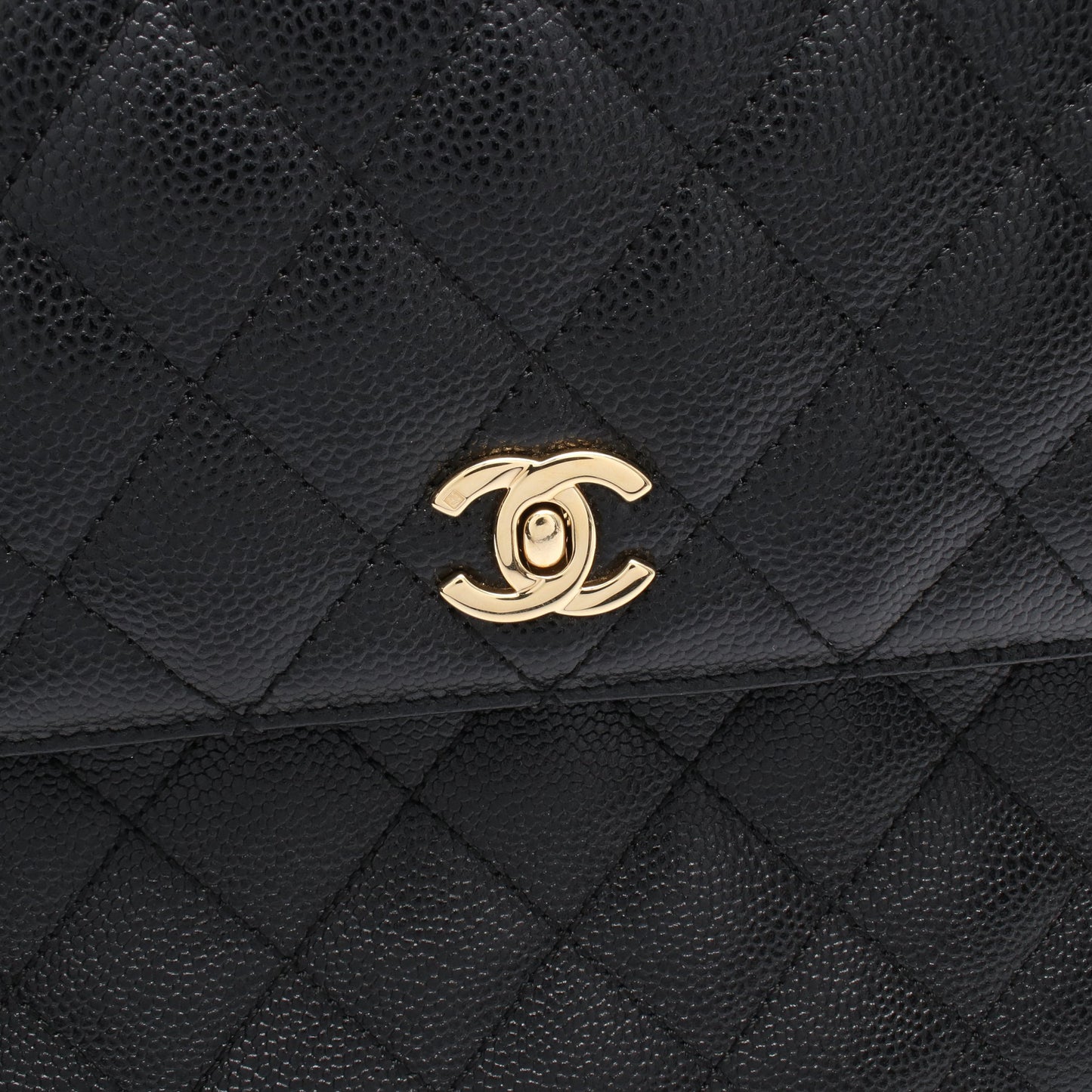 マトラッセ ハンドバッグ キャビアスキン ブラック ゴールド金具 シャネル バッグ CHANEL