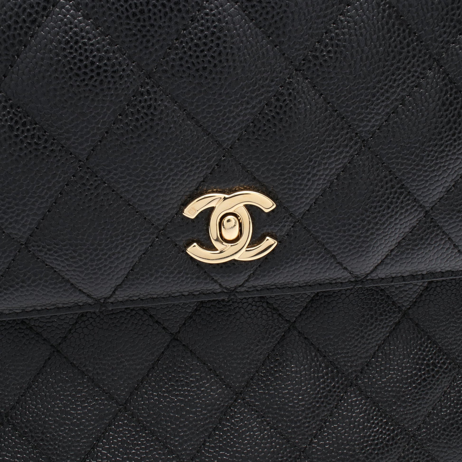 マトラッセ ハンドバッグ キャビアスキン ブラック ゴールド金具 シャネル バッグ CHANEL