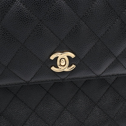 マトラッセ ハンドバッグ キャビアスキン ブラック ゴールド金具 シャネル バッグ CHANEL