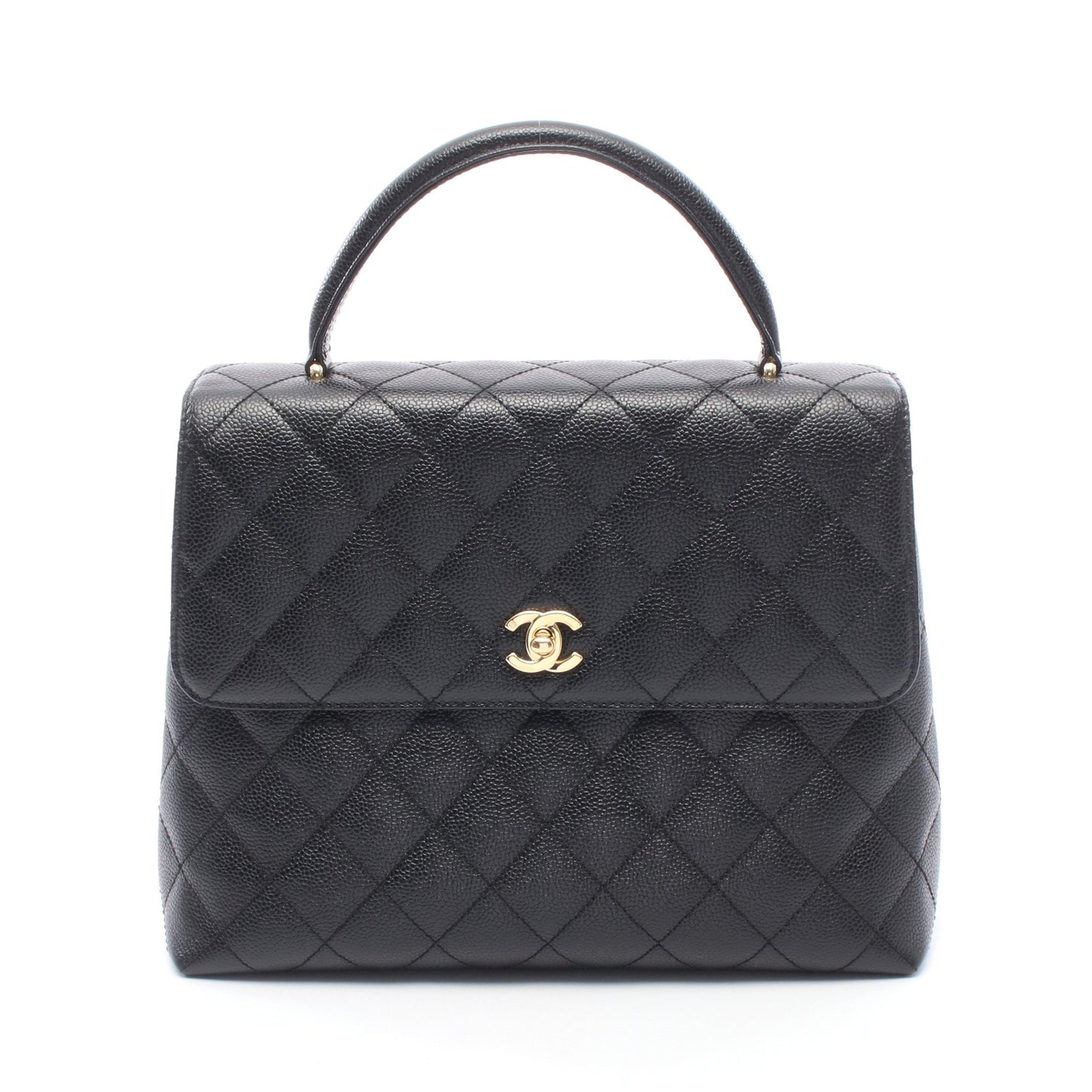 マトラッセ ハンドバッグ キャビアスキン ブラック ゴールド金具 シャネル バッグ CHANEL