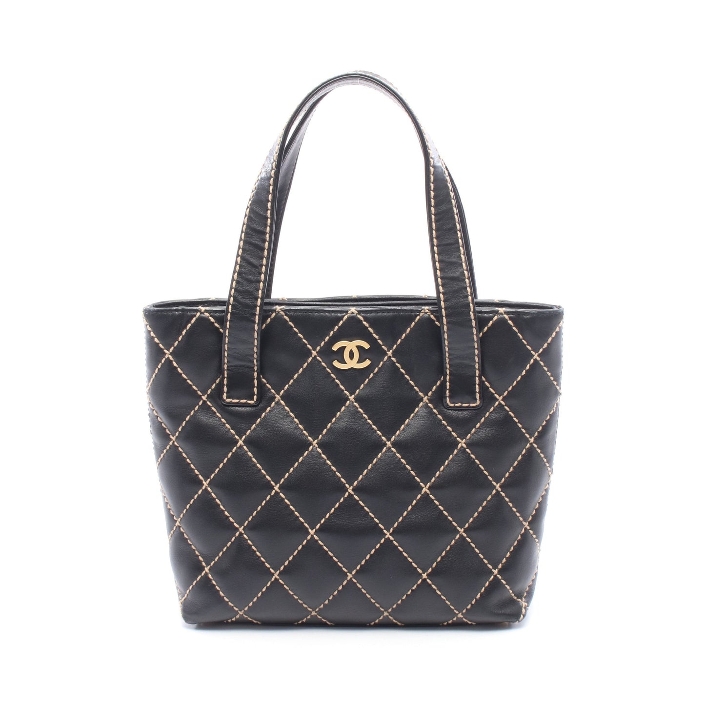 ワイルドステッチ ハンドバッグ トートバッグ レザー ブラック ゴールド金具 シャネル バッグ CHANEL