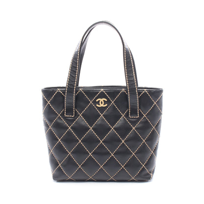 ワイルドステッチ ハンドバッグ トートバッグ レザー ブラック ゴールド金具 シャネル バッグ CHANEL
