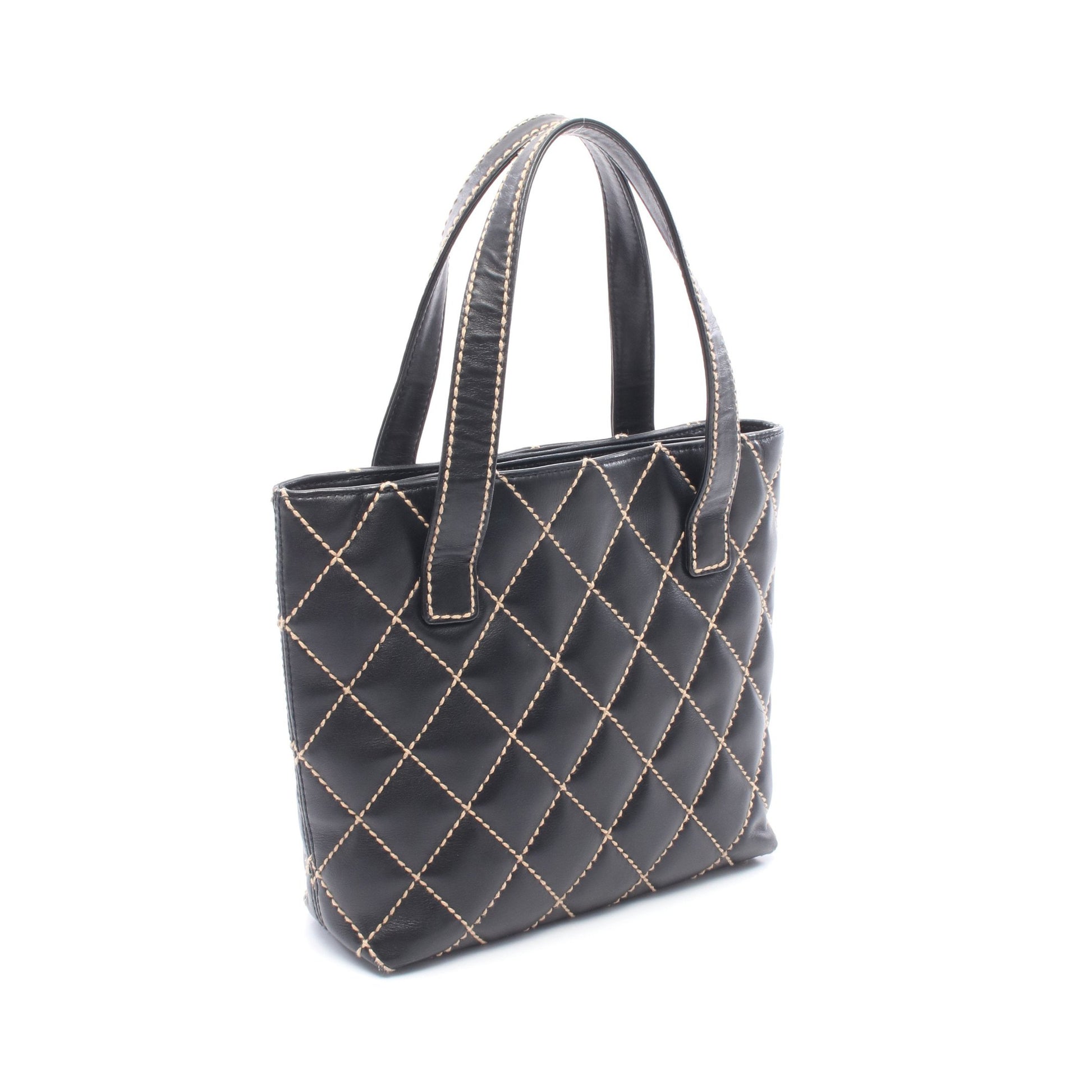 ワイルドステッチ ハンドバッグ トートバッグ レザー ブラック ゴールド金具 シャネル バッグ CHANEL