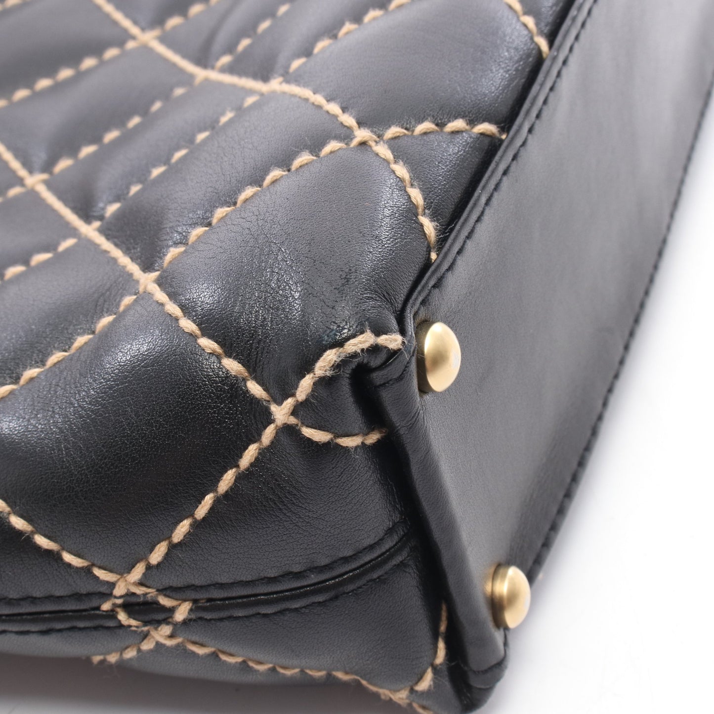 ワイルドステッチ ハンドバッグ トートバッグ レザー ブラック ゴールド金具 シャネル バッグ CHANEL