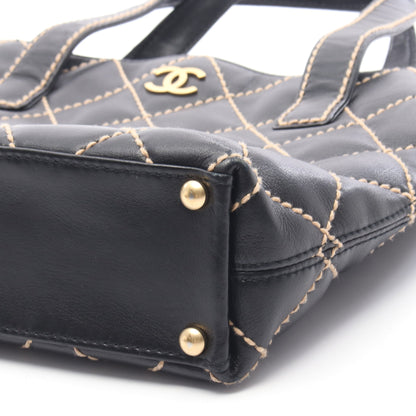 ワイルドステッチ ハンドバッグ トートバッグ レザー ブラック ゴールド金具 シャネル バッグ CHANEL