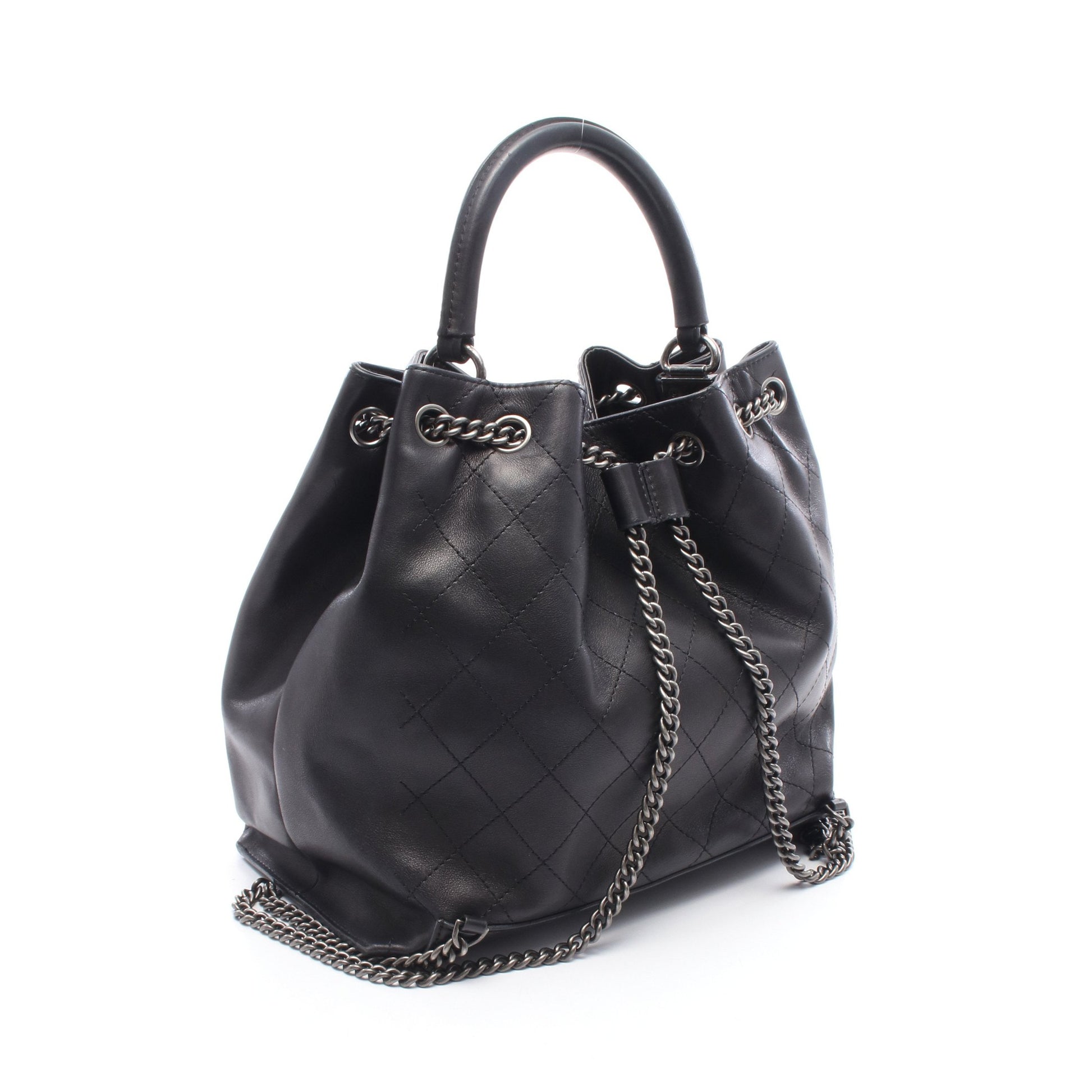 マトラッセ チェーン バックパック リュックサック レザー ブラック シルバー金具 シャネル バッグ CHANEL