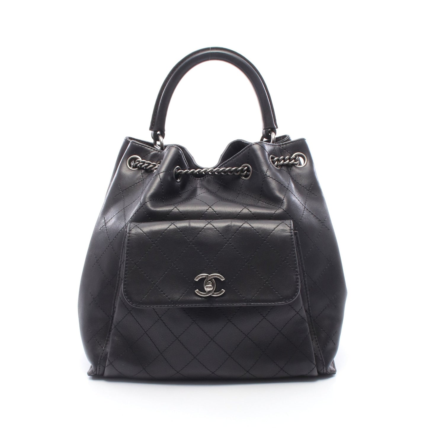 マトラッセ チェーン バックパック リュックサック レザー ブラック シルバー金具 シャネル バッグ CHANEL