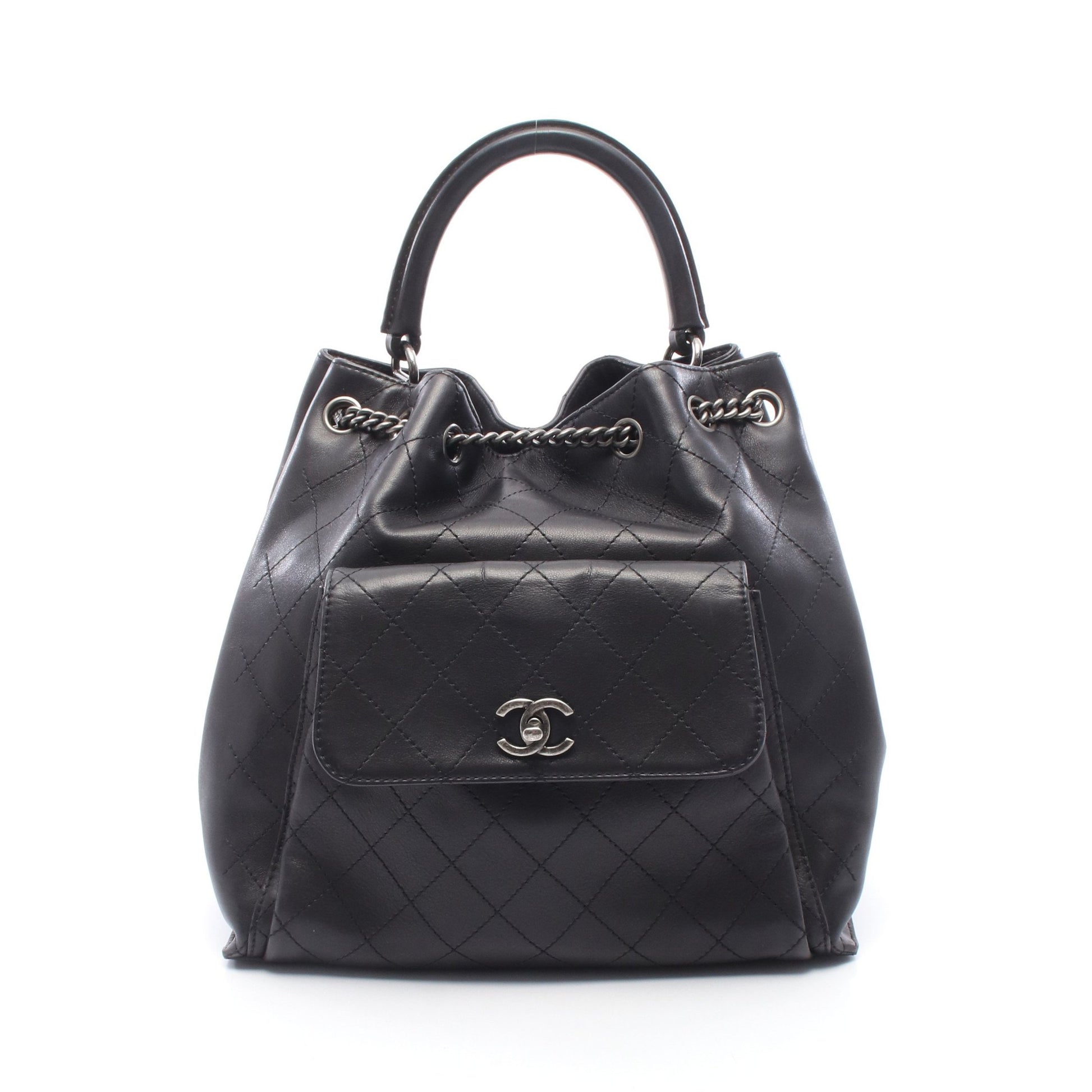 マトラッセ チェーン バックパック リュックサック レザー ブラック シルバー金具 シャネル バッグ CHANEL