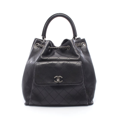 マトラッセ チェーン バックパック リュックサック レザー ブラック シルバー金具 シャネル バッグ CHANEL