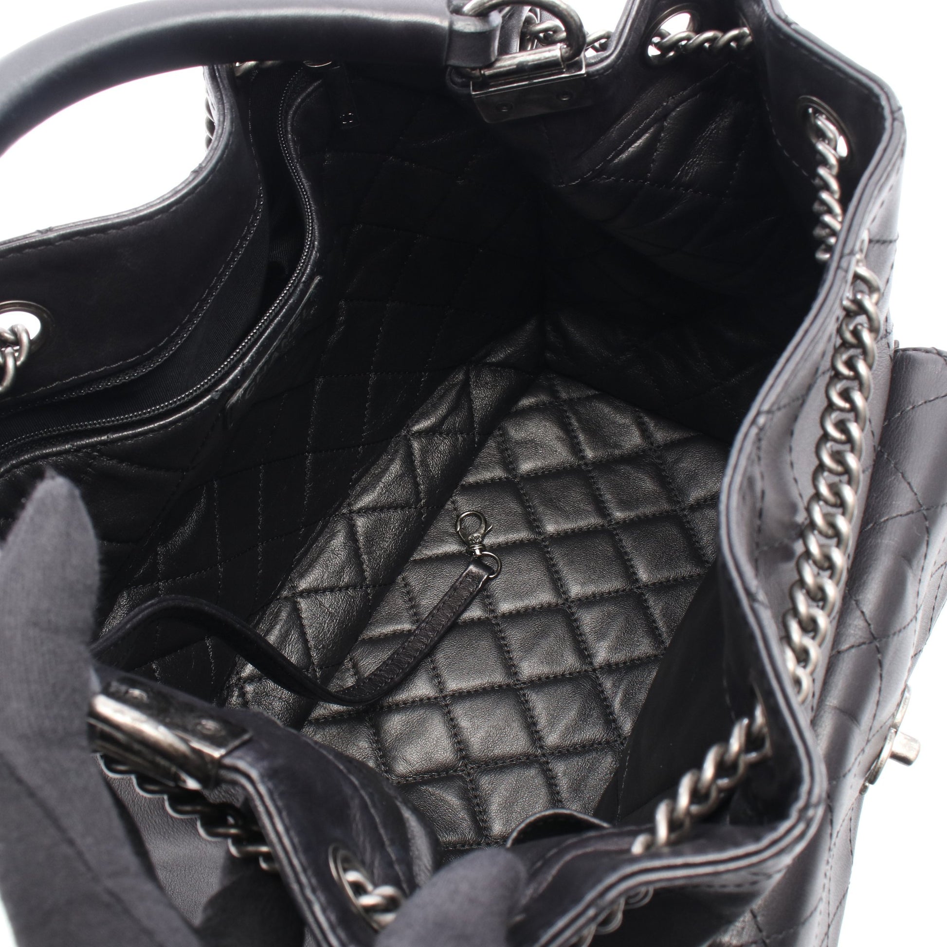 マトラッセ チェーン バックパック リュックサック レザー ブラック シルバー金具 シャネル バッグ CHANEL