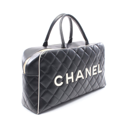 マトラッセ ボーリングバッグ ハンドバッグ レザー ブラック ホワイト ゴールド金具 シャネル バッグ CHANEL