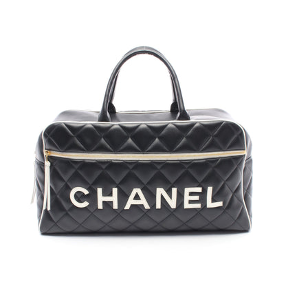 マトラッセ ボーリングバッグ ハンドバッグ レザー ブラック ホワイト ゴールド金具 シャネル バッグ CHANEL