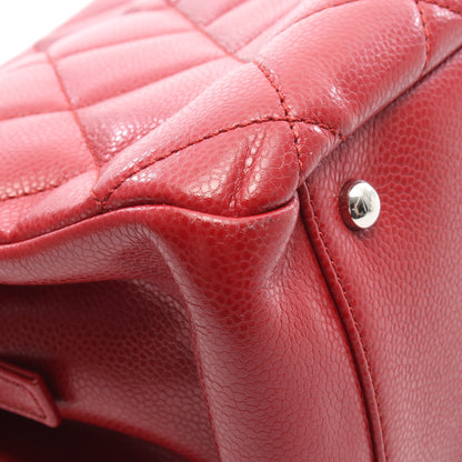 マトラッセ ココマーク チェーンショルダーバッグ チェーントートバッグ キャビアスキン レッド シルバー金具 シャネル バッグ CHANEL