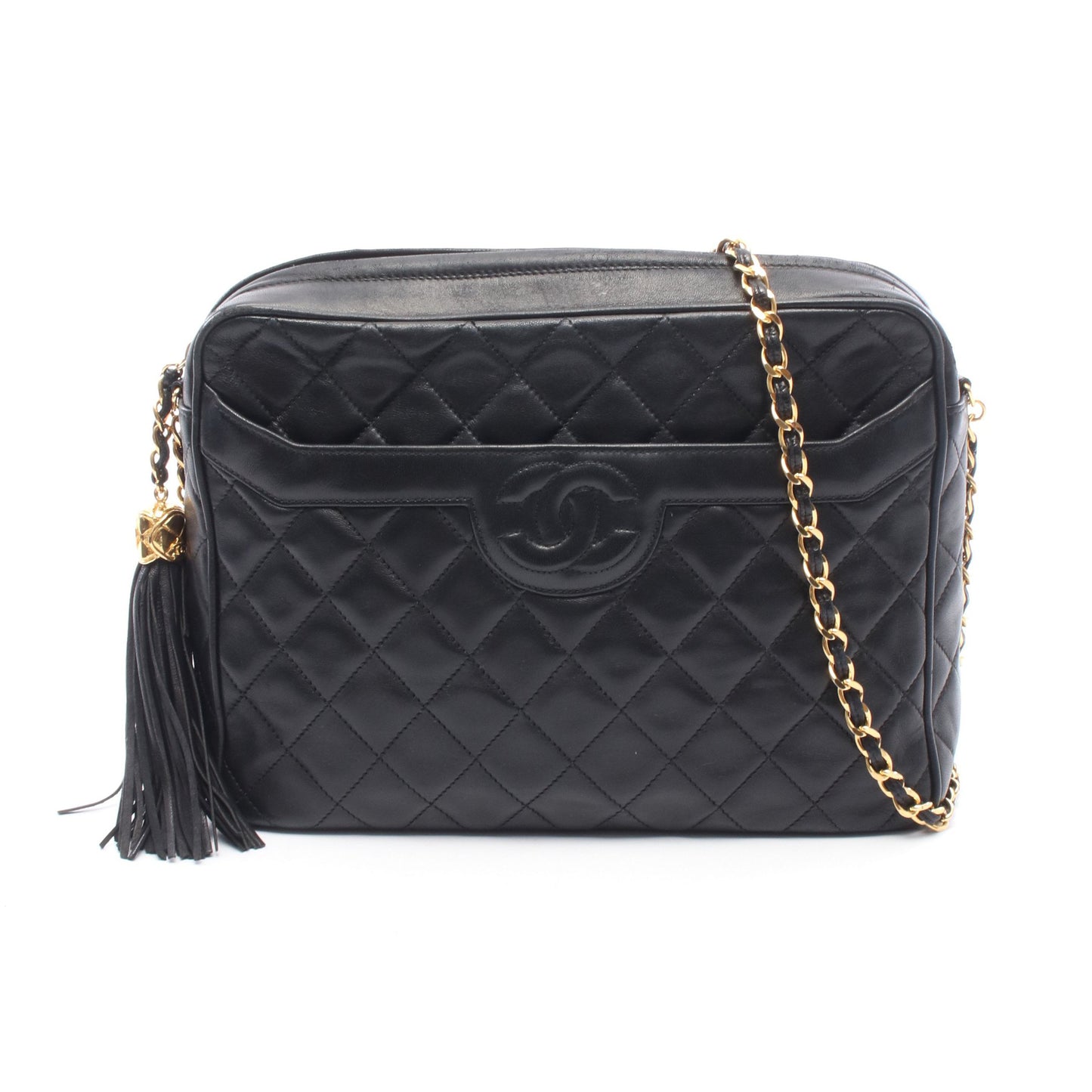 マトラッセ タッセル チェーンショルダーバッグ ラムスキン ブラック ゴールド金具 シャネル バッグ CHANEL