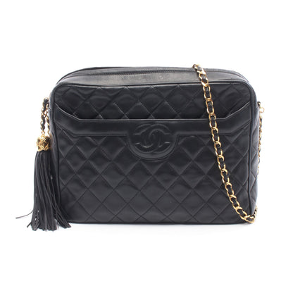 マトラッセ タッセル チェーンショルダーバッグ ラムスキン ブラック ゴールド金具 シャネル バッグ CHANEL