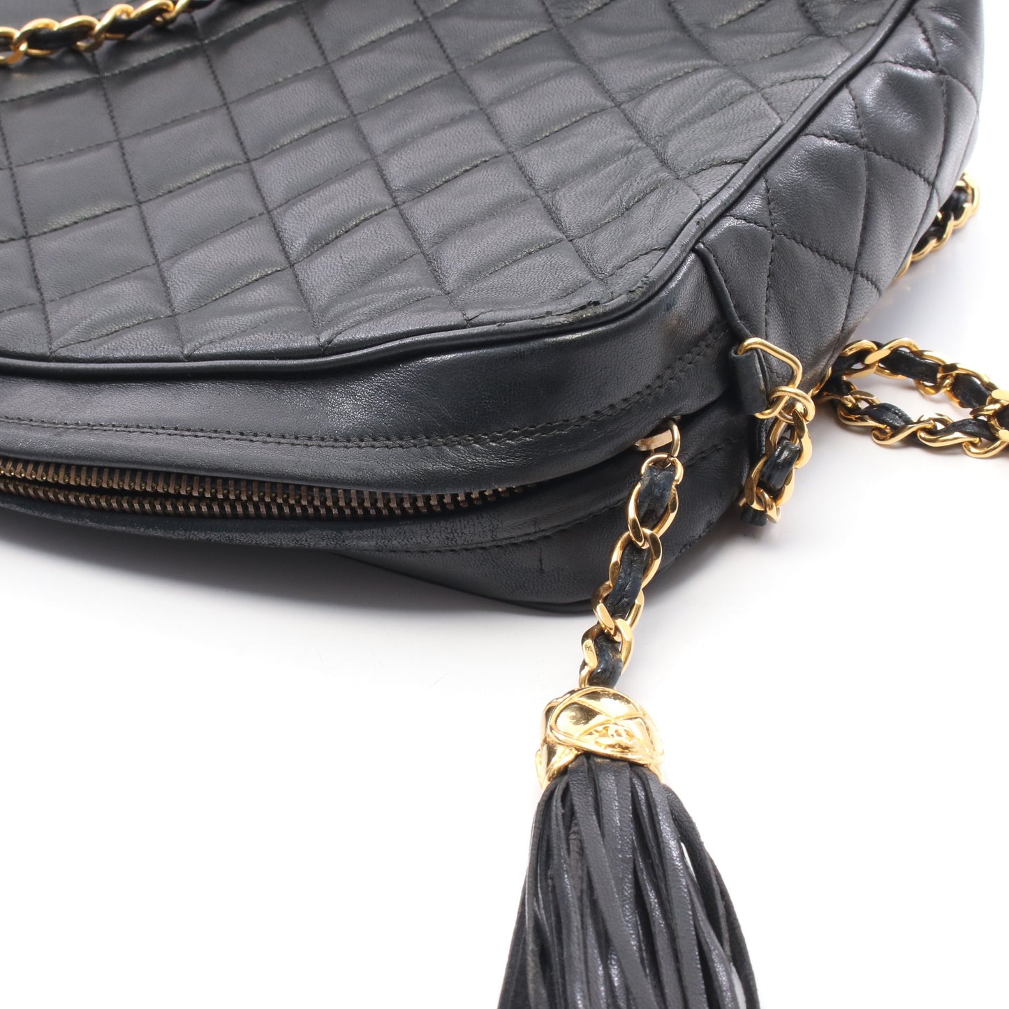マトラッセ タッセル チェーンショルダーバッグ ラムスキン ブラック ゴールド金具 シャネル バッグ CHANEL