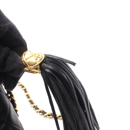 マトラッセ タッセル チェーンショルダーバッグ ラムスキン ブラック ゴールド金具 シャネル バッグ CHANEL