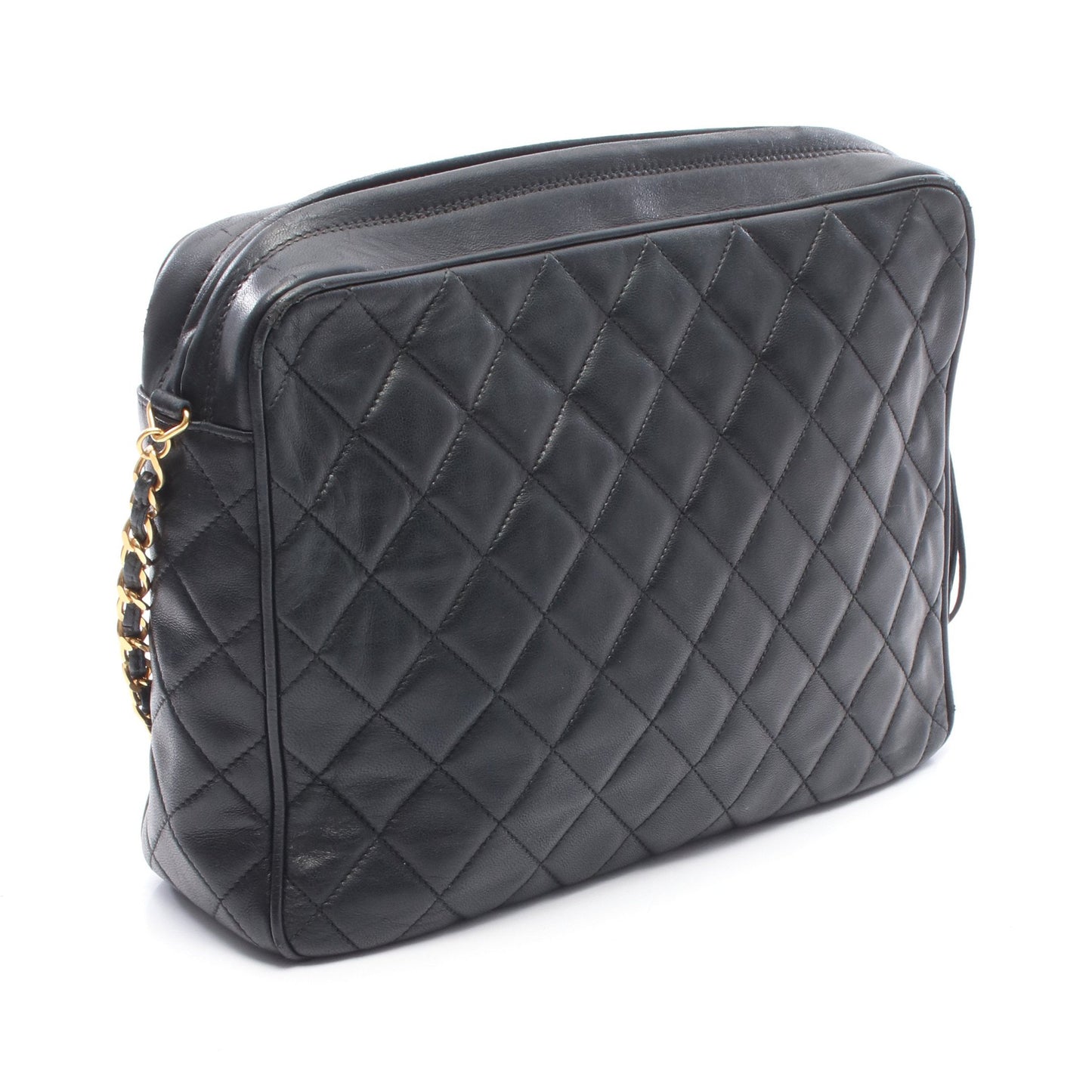 マトラッセ タッセル チェーンショルダーバッグ ラムスキン ブラック ゴールド金具 シャネル バッグ CHANEL