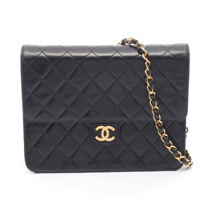 マトラッセ シングルフラップ チェーンショルダーバッグ ラムスキン ブラック ゴールド金具 シャネル バッグ CHANEL