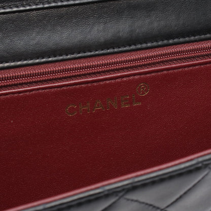 マトラッセ シングルフラップ チェーンショルダーバッグ ラムスキン ブラック ゴールド金具 シャネル バッグ CHANEL
