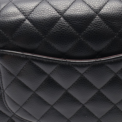マトラッセ Wフラップ Wチェーンショルダーバッグ キャビアスキン ブラック シルバー金具 シャネル バッグ CHANEL
