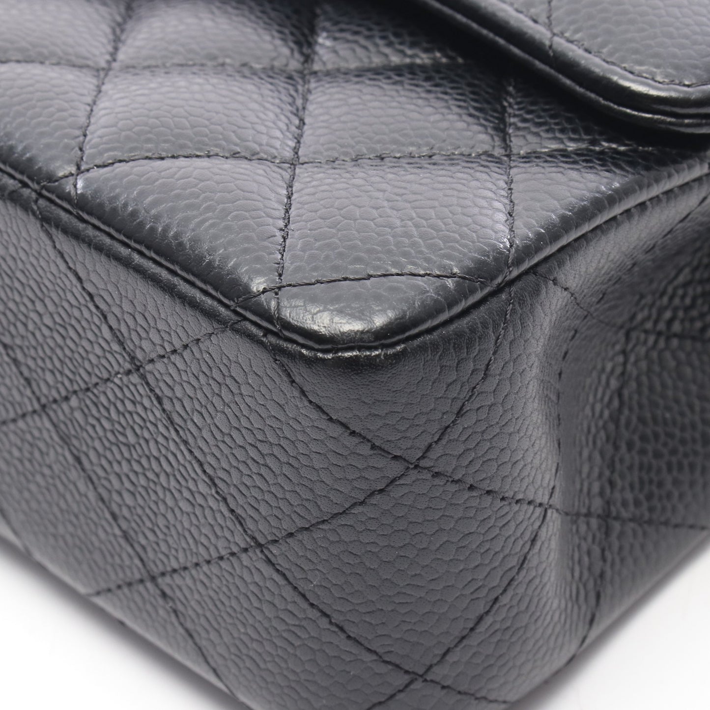 マトラッセ Wフラップ Wチェーンショルダーバッグ キャビアスキン ブラック シルバー金具 シャネル バッグ CHANEL