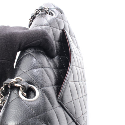 マトラッセ Wフラップ Wチェーンショルダーバッグ キャビアスキン ブラック シルバー金具 シャネル バッグ CHANEL