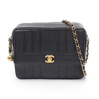 マドモアゼル ココボール チェーンショルダーバッグ キャビアスキン ブラック ゴールド金具 シャネル バッグ CHANEL