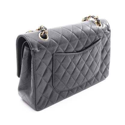 マトラッセ Wフラップ Wチェーンショルダーバッグ キャビアスキン ブラック ゴールド金具 シャネル バッグ CHANEL
