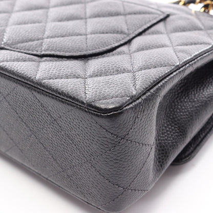 マトラッセ Wフラップ Wチェーンショルダーバッグ キャビアスキン ブラック ゴールド金具 シャネル バッグ CHANEL