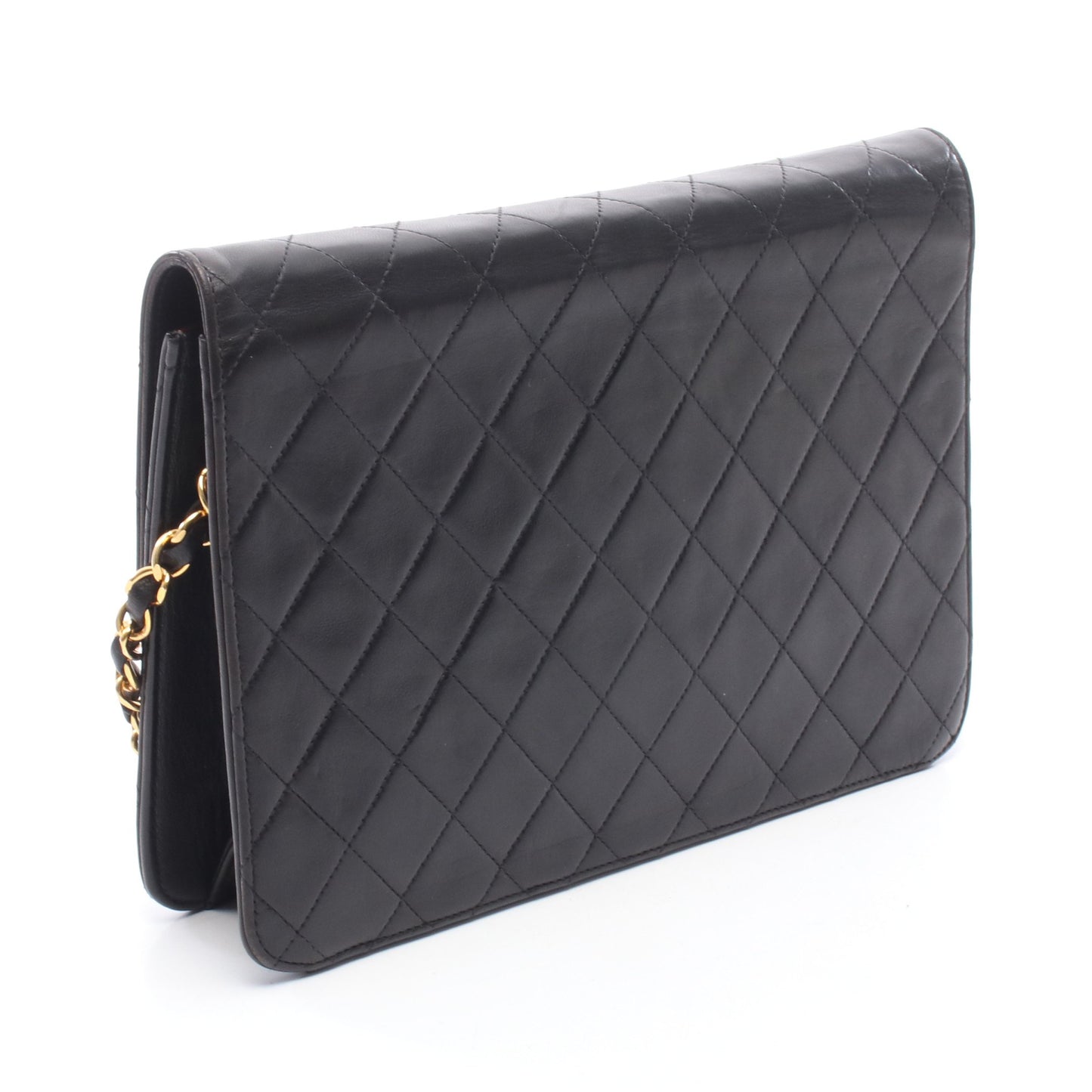 マトラッセ チェーンショルダーバッグ ラムスキン ブラック ゴールド金具 シャネル バッグ CHANEL