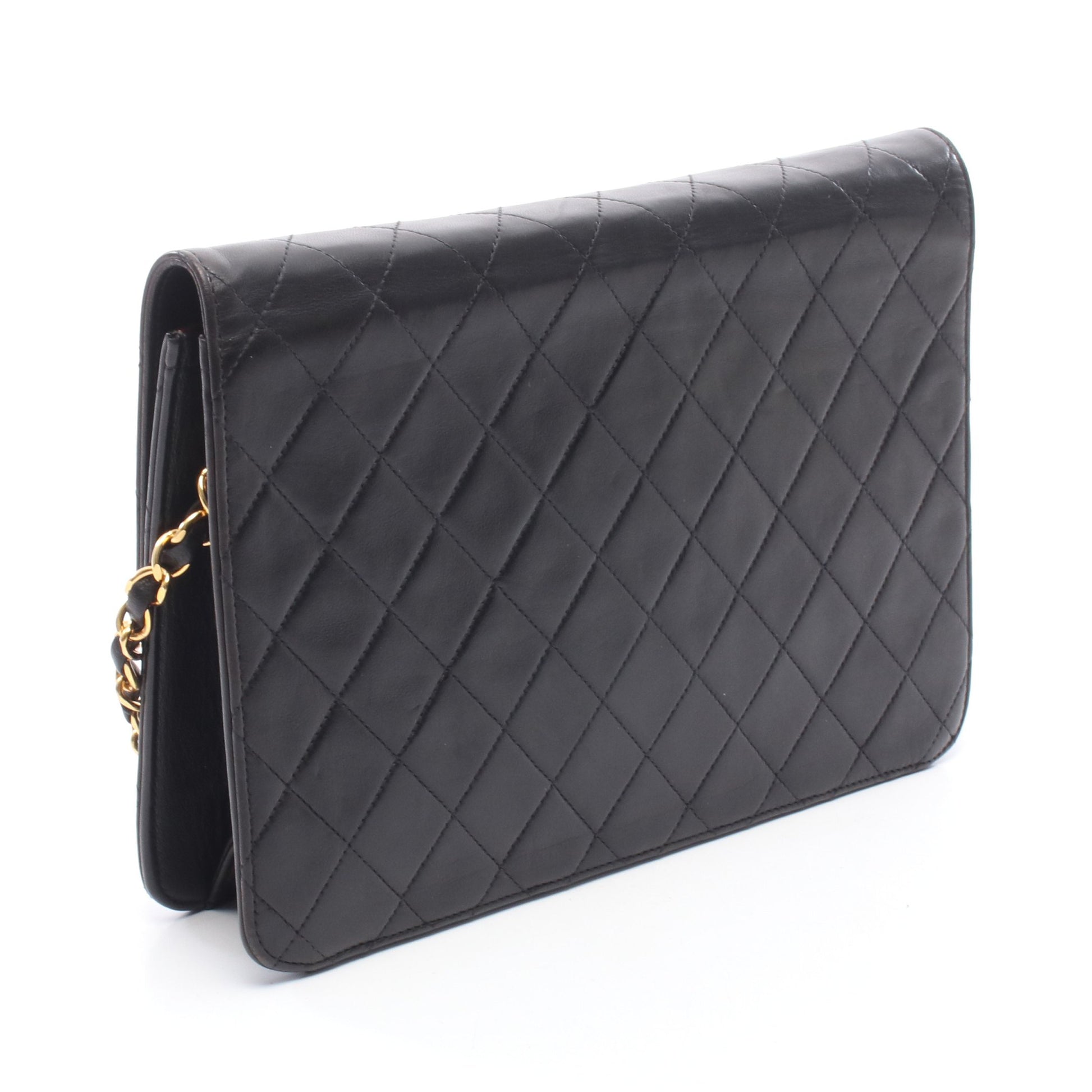 マトラッセ チェーンショルダーバッグ ラムスキン ブラック ゴールド金具 シャネル バッグ CHANEL