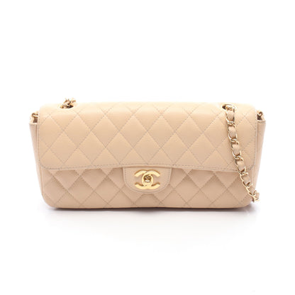 マトラッセ イーストウエスト チェーンショルダーバッグ キャビアスキン ベージュ ゴールド金具 シャネル バッグ CHANEL