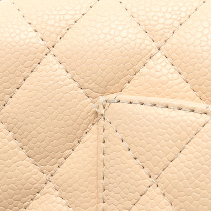 マトラッセ イーストウエスト チェーンショルダーバッグ キャビアスキン ベージュ ゴールド金具 シャネル バッグ CHANEL