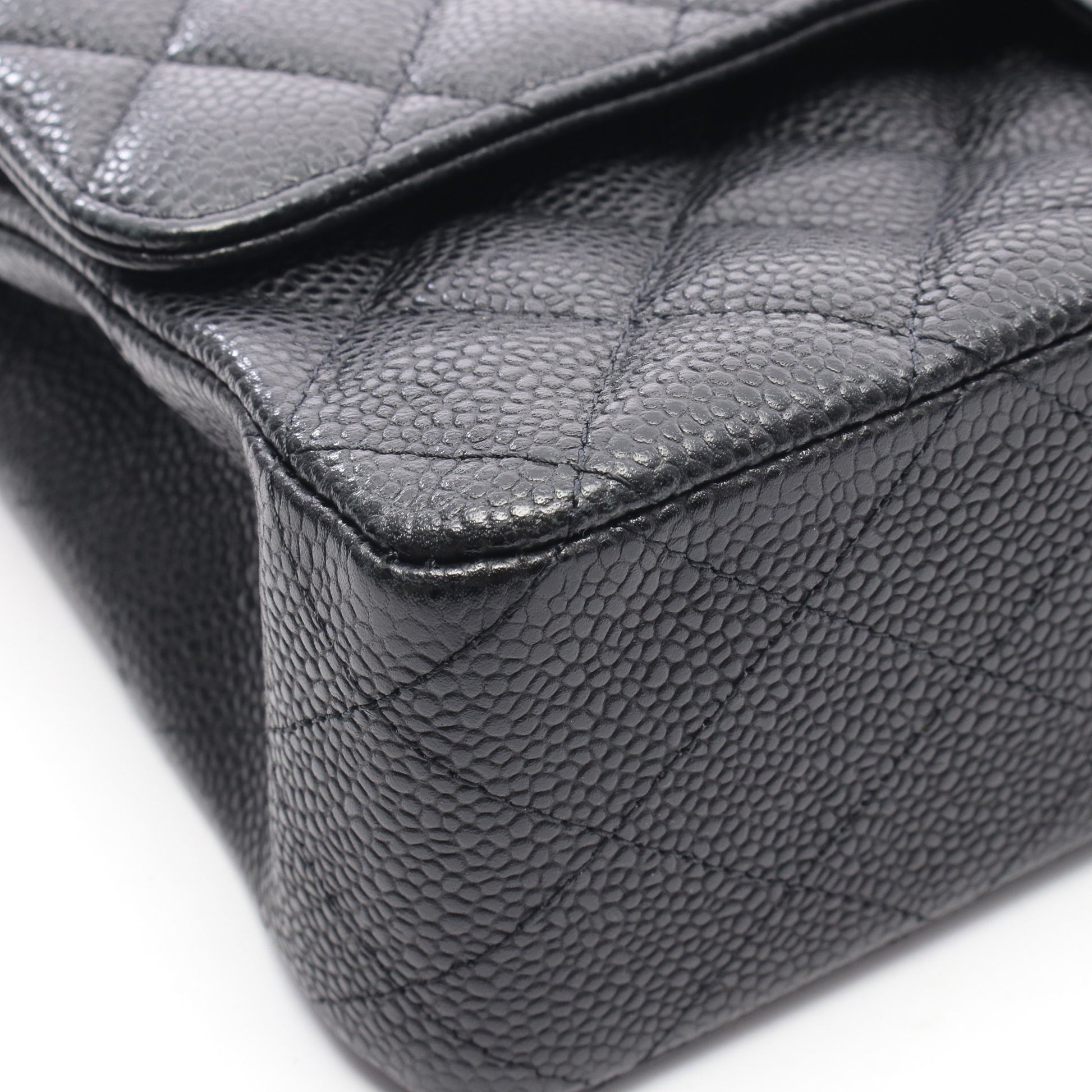 マトラッセ Wフラップ Wチェーンショルダーバッグ キャビアスキン ブラック ゴールド金具 シャネル バッグ CHANEL