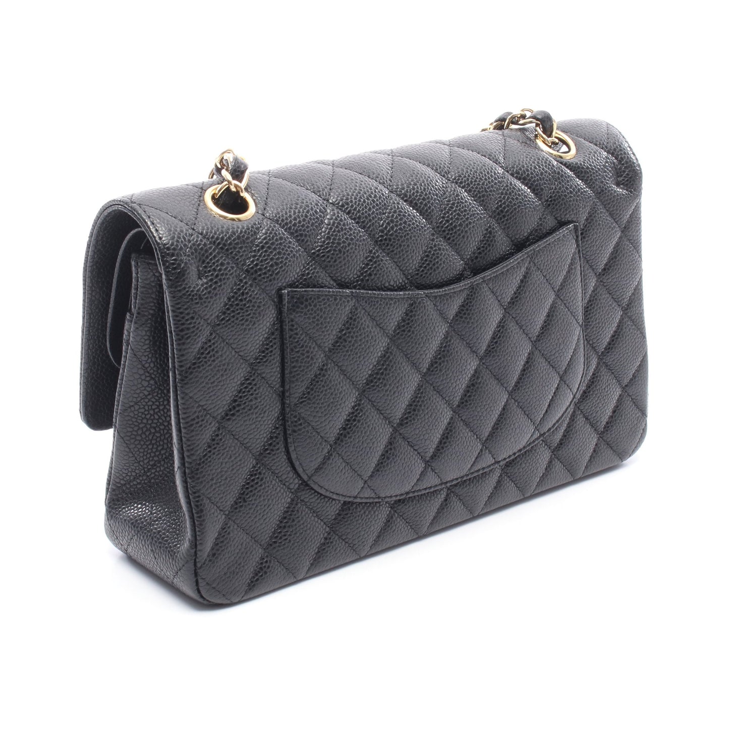 マトラッセ Wフラップ Wチェーンショルダーバッグ キャビアスキン ブラック ゴールド金具 シャネル バッグ CHANEL