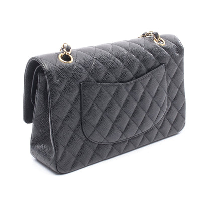 マトラッセ Wフラップ Wチェーンショルダーバッグ キャビアスキン ブラック ゴールド金具 シャネル バッグ CHANEL