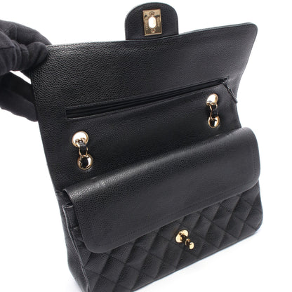 マトラッセ Wフラップ Wチェーンショルダーバッグ キャビアスキン ブラック ゴールド金具 シャネル バッグ CHANEL