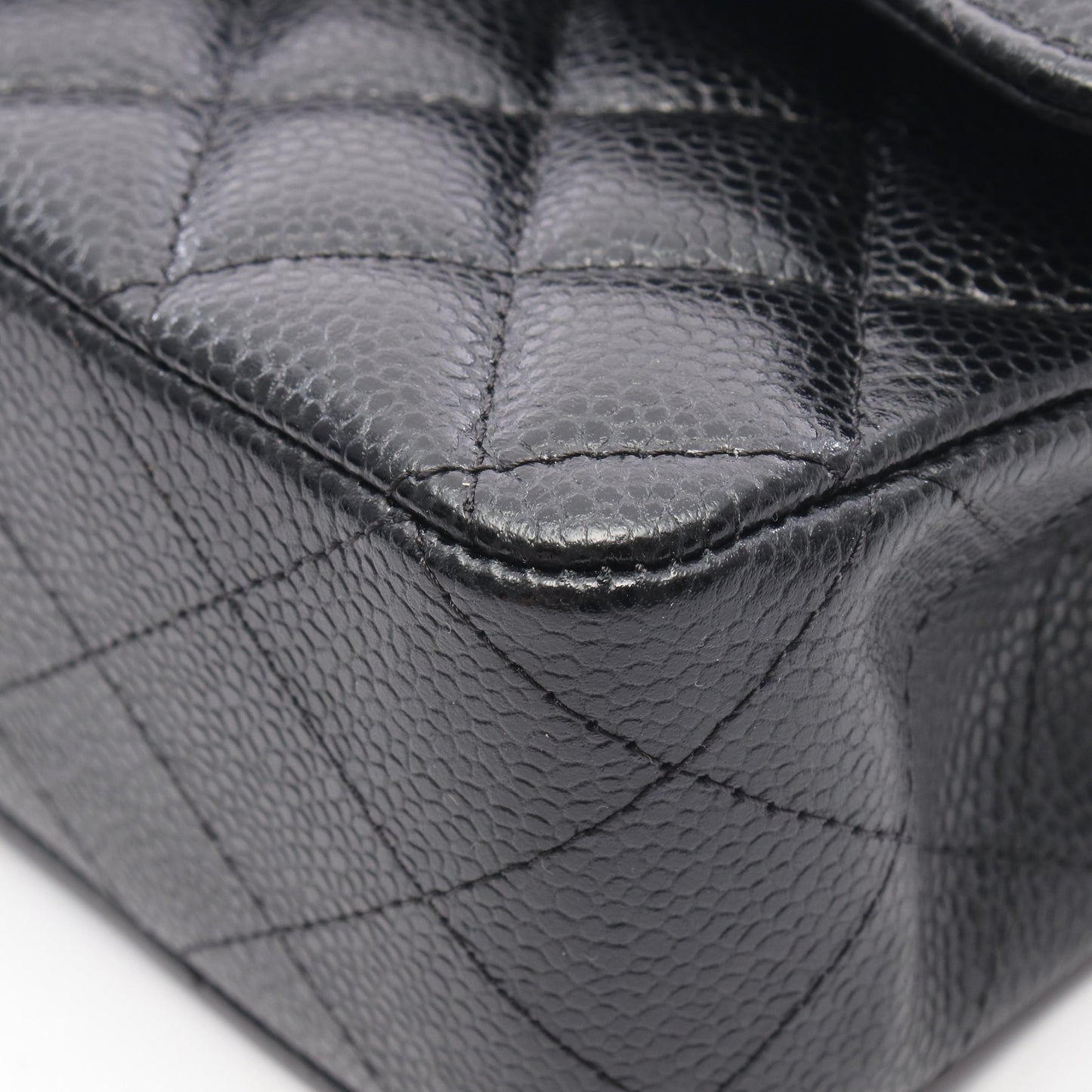 マトラッセ Wフラップ Wチェーンショルダーバッグ キャビアスキン ブラック シルバー金具 シャネル バッグ CHANEL