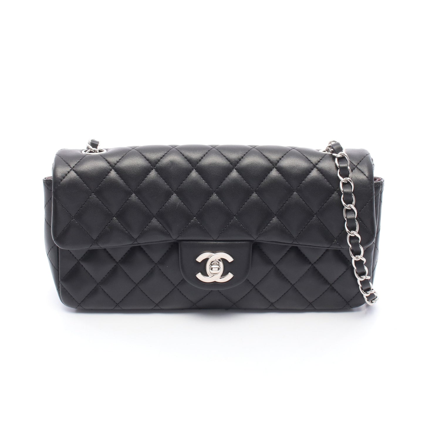マトラッセ イーストウエスト チェーンショルダーバッグ ラムスキン ブラック シルバー金具 シャネル バッグ CHANEL