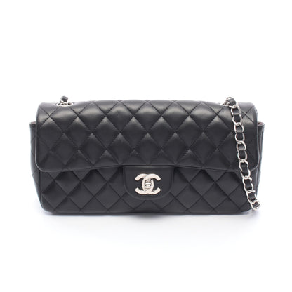 マトラッセ イーストウエスト チェーンショルダーバッグ ラムスキン ブラック シルバー金具 シャネル バッグ CHANEL