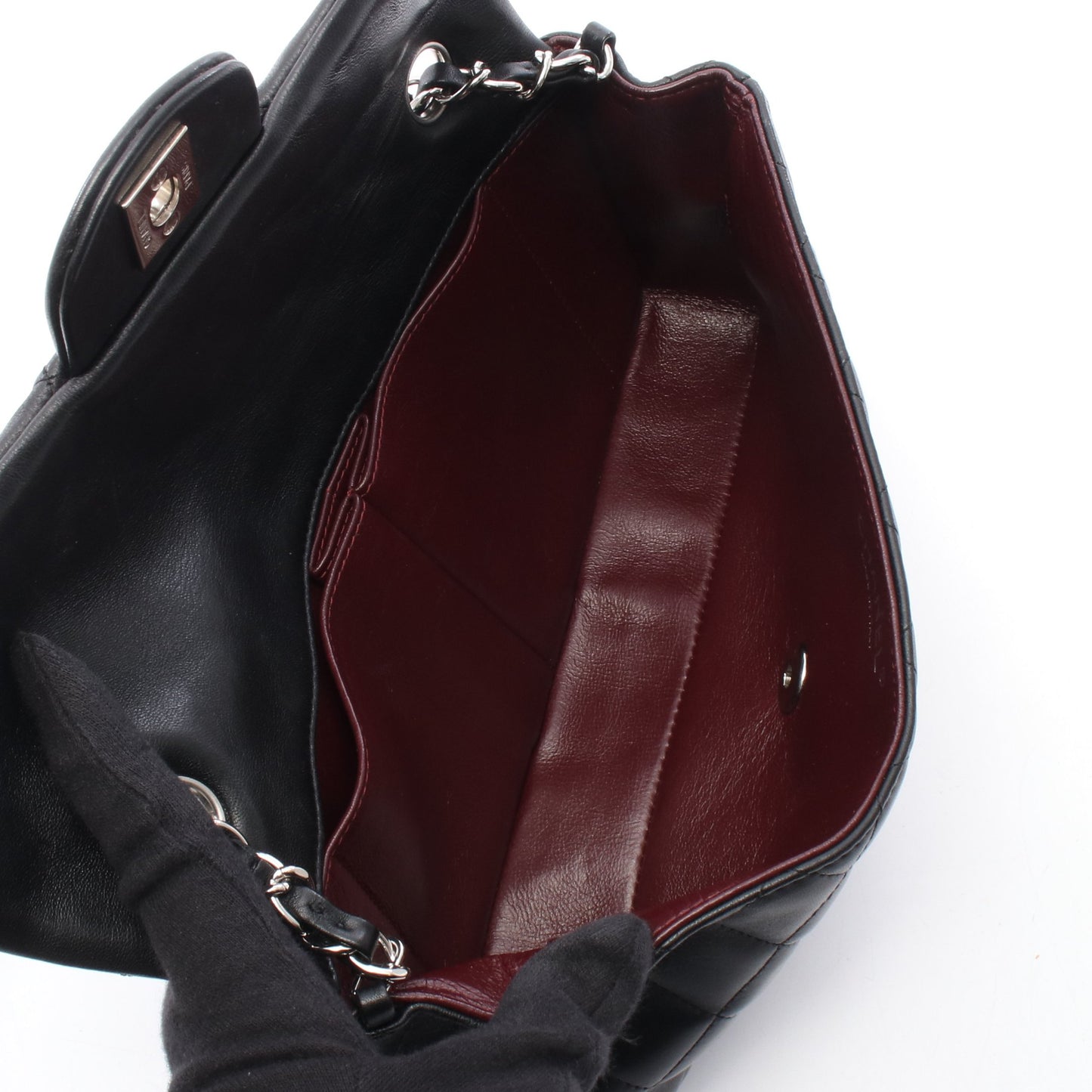 マトラッセ イーストウエスト チェーンショルダーバッグ ラムスキン ブラック シルバー金具 シャネル バッグ CHANEL