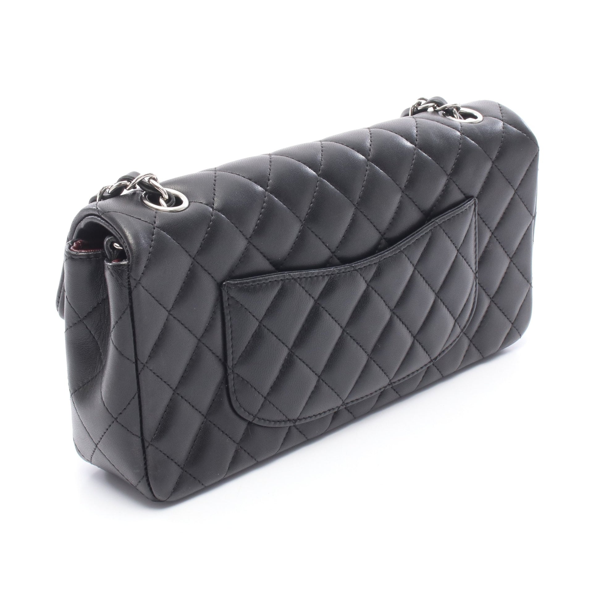 マトラッセ イーストウエスト チェーンショルダーバッグ ラムスキン ブラック シルバー金具 シャネル バッグ CHANEL